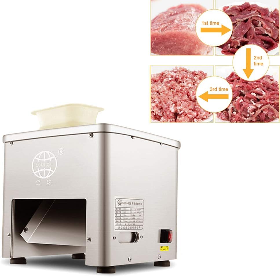 Meat Slicer, Commercial Electric Meat Cutter Machine Food Processor Desktop Meat Vegetable Cutter, 85mm 350lb/h 110v