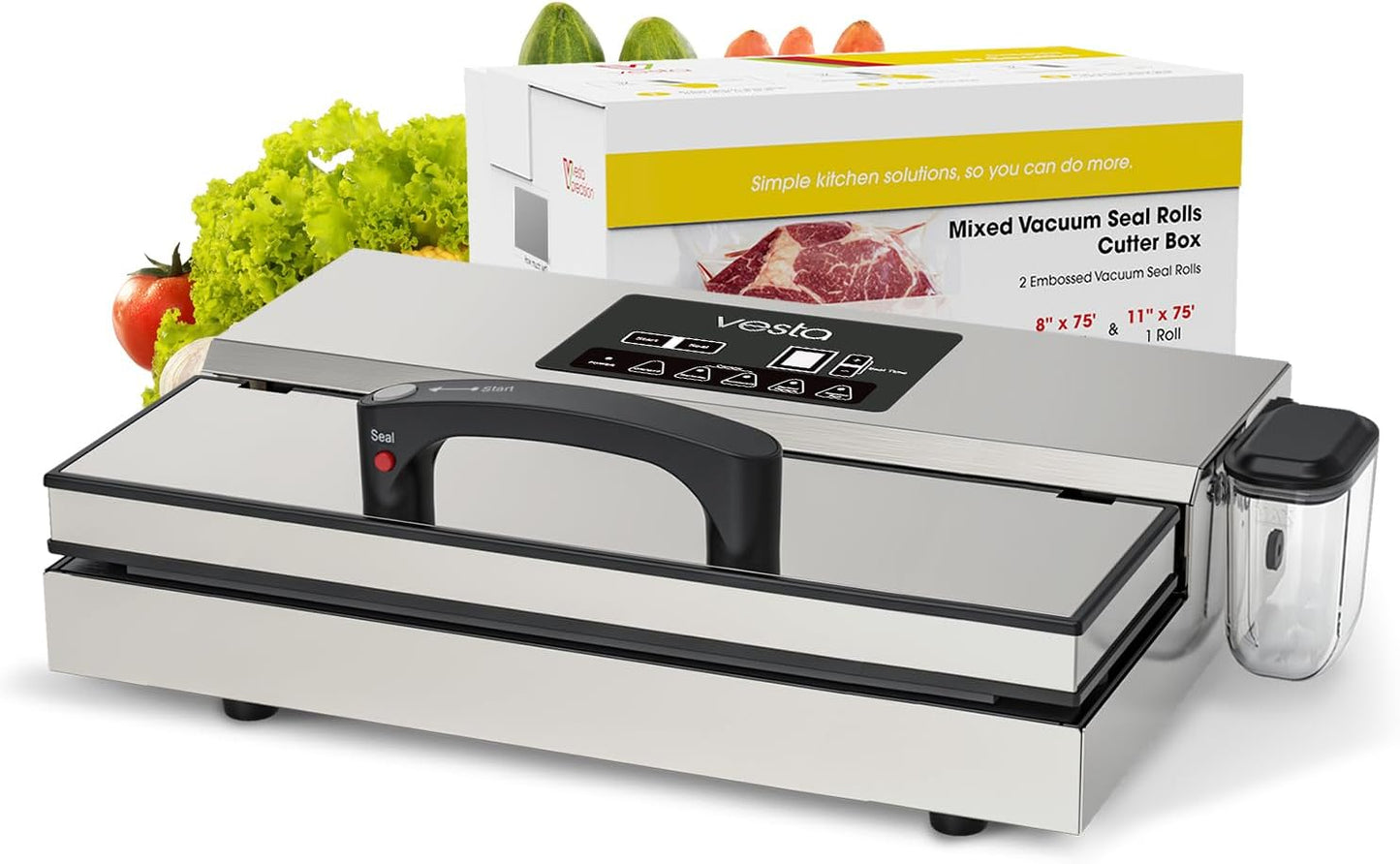 Vesta Precision Vac'n Seal Pro II Vacuum Sealer - Smart Seal Design, Full Speed Operation, Effortless Heavy Workload, Patented Cutter Box Bags, Designed and Serviced in USA