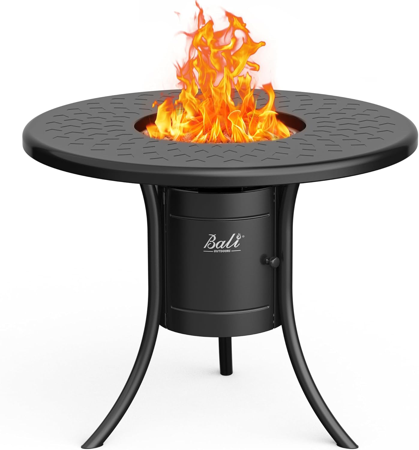 BALI OUTDOORS Dual 1-Pound Propane Fire Pit Outside, 26 inch Outdoor Fire Pit Black, Round Firepit Table for Outside Patio