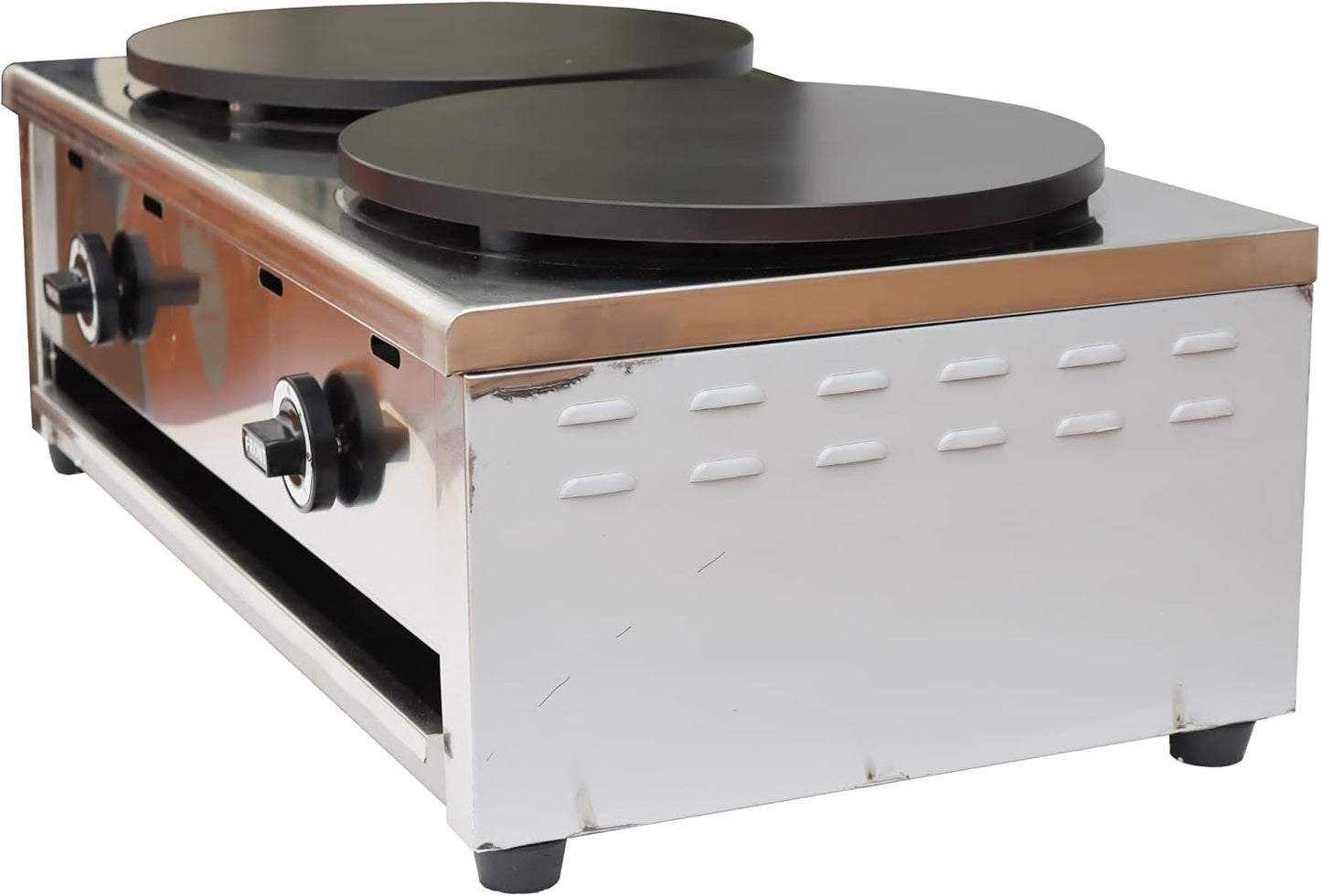 Commercial Double Burner Crepe Making Machine, Natural Gas Nonstick Pancake Maker 15.74inch Griddle for Blintzes Tortilla Pancakes Eggs Bacon 2000Pa