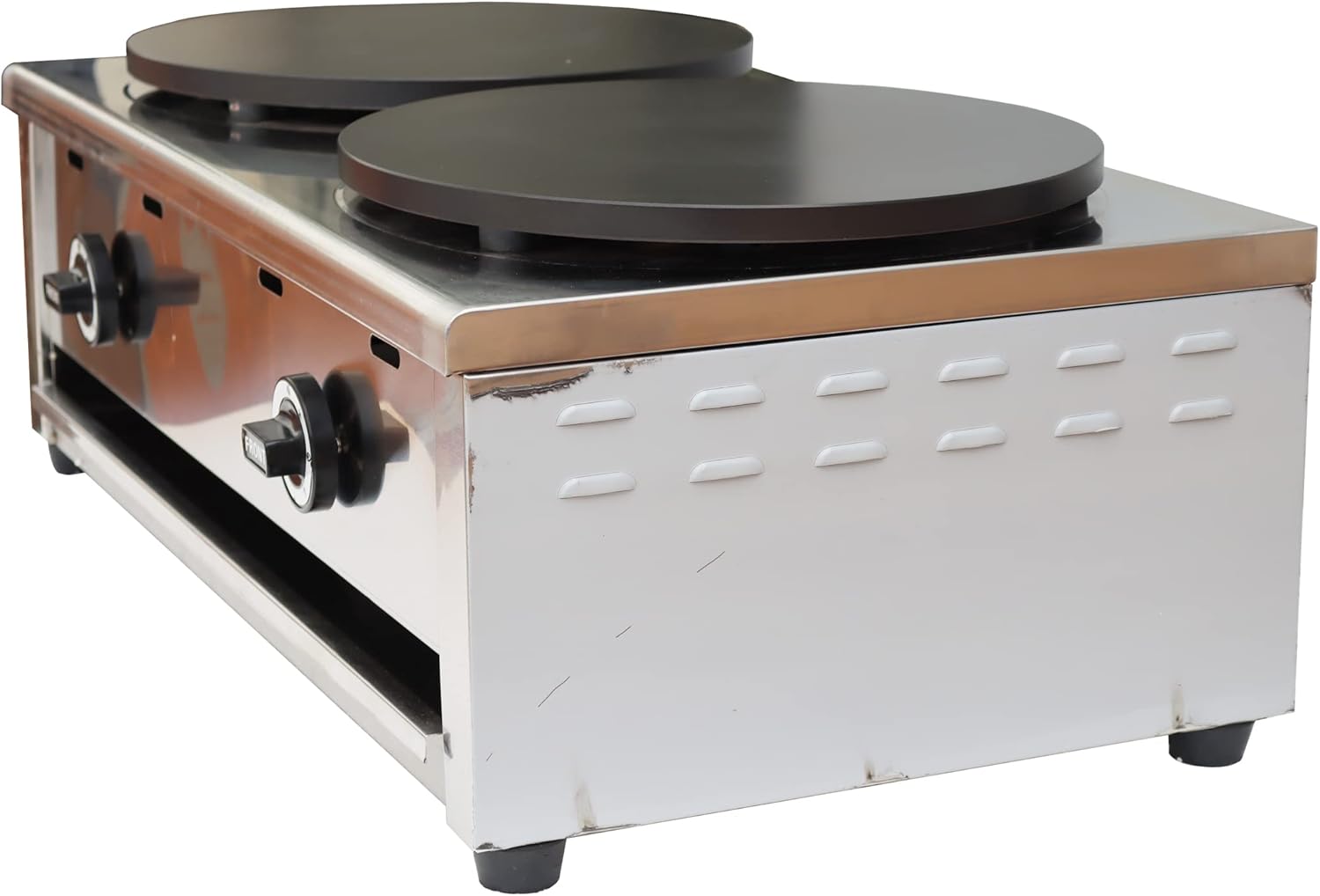 Commercial Double Burner Crepe Making Machine, Natural Gas Nonstick Pancake Maker 15.74inch Griddle for Blintzes Tortilla Pancakes Eggs Bacon 2000Pa