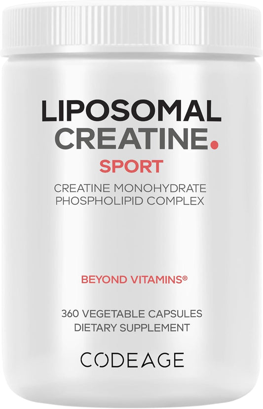 Codeage Liposomal Creatine Monohydrate Supplement, Pure Creatine 2500mg - 3 Months Supply, Micronized, Creatinine Muscles Sports Nutrition and Athletes, Non-GMO - 360 Capsules