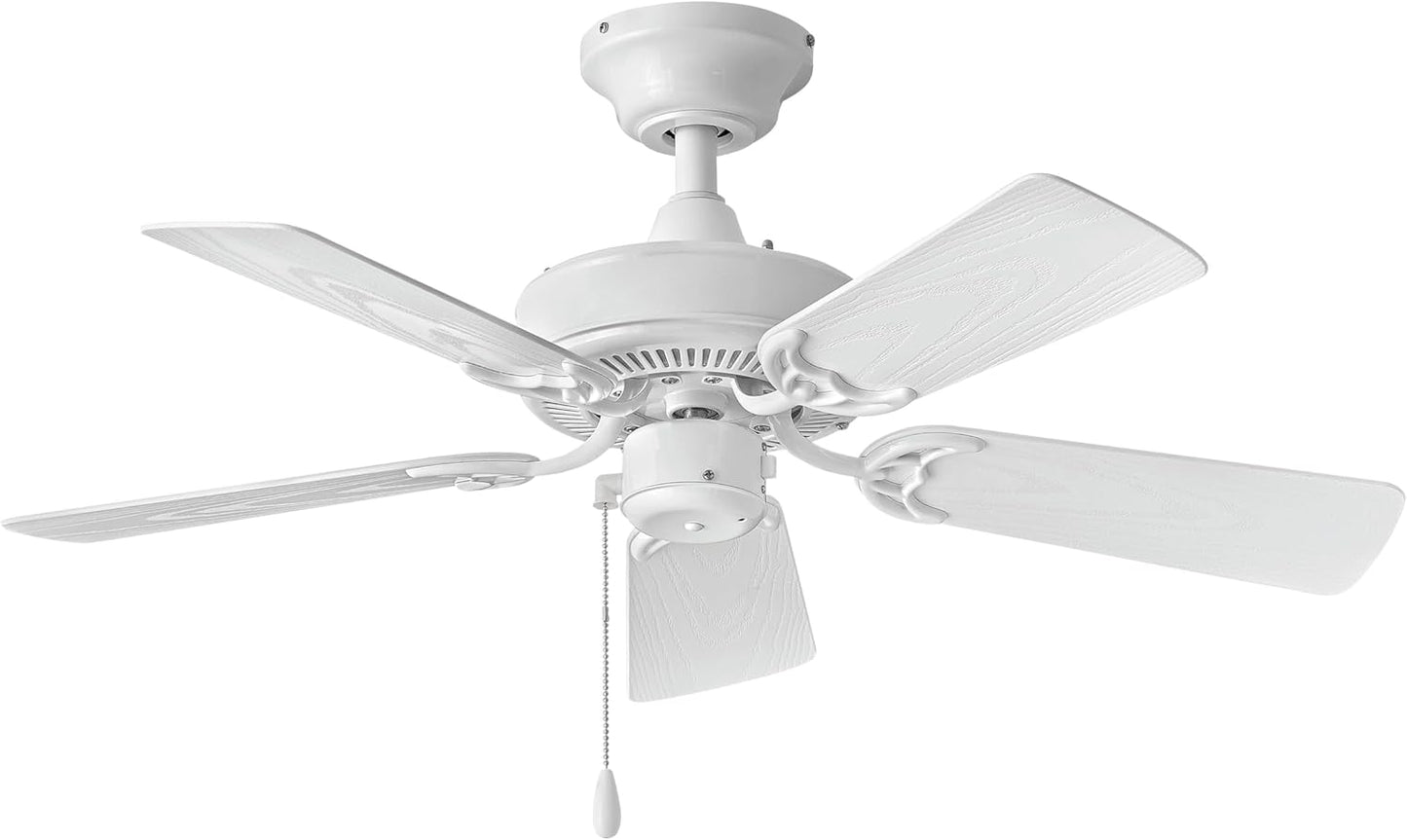 Hinkley Cabana 36" Indoor\/Outdoor Dual Mount Ceiling Fan - Pull Chain Operation, Reversable, Composite Fan Blades - Appliance White
