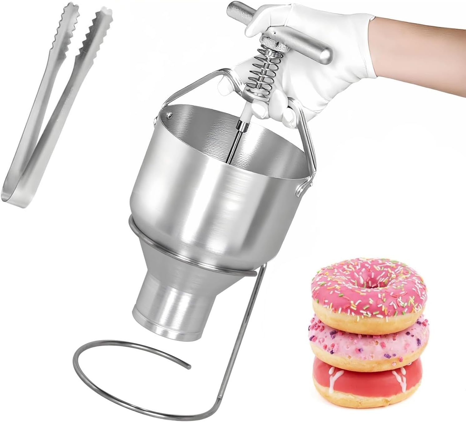 3L Manual Donut Depositor, Commercial Doughnut Hopper Maker with Stand, Adjustable 6 Gear Width, Easy to Use, for Even Donut Shaping and Batter Dispensing