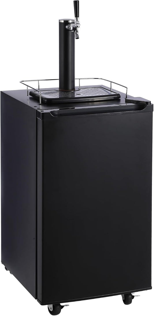 97L Beer Kegerator, Single Tap Draft Beer Dispenser, Full Size Stainless Steel Keg Refrigerator With Drip Tray, 32°F- 50°F Temperature Control
