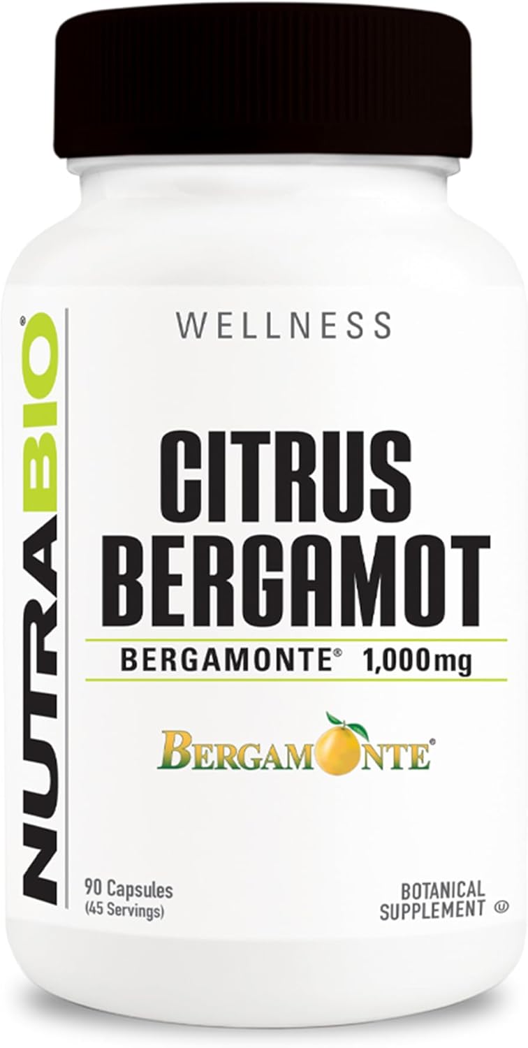NutraBio Citrus Bergamot Bergamonte Extract Supplement, 1,000mg - May Help Promote Cardiovascular Health and Wellness, 90 Capsules