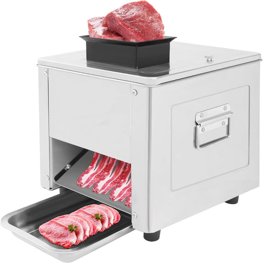 850W Meat Cutter Machine, 15mm Commercial Meat Cutting Machine, 330LB/H Stainless Steel Meat Slicer Machine, Food Cutting Slicer for Home Kitchen, Restaurant, Supermarket, Commercial