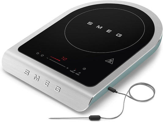 SMEG 1800W Portable Induction Cooker \u2013 Collezione Collection | Single-Burner Induction Hob with Probe, 9 Power Levels + Boost, Touch Controls \u2014 Travel\/RV\/Compact Kitchen-Jade