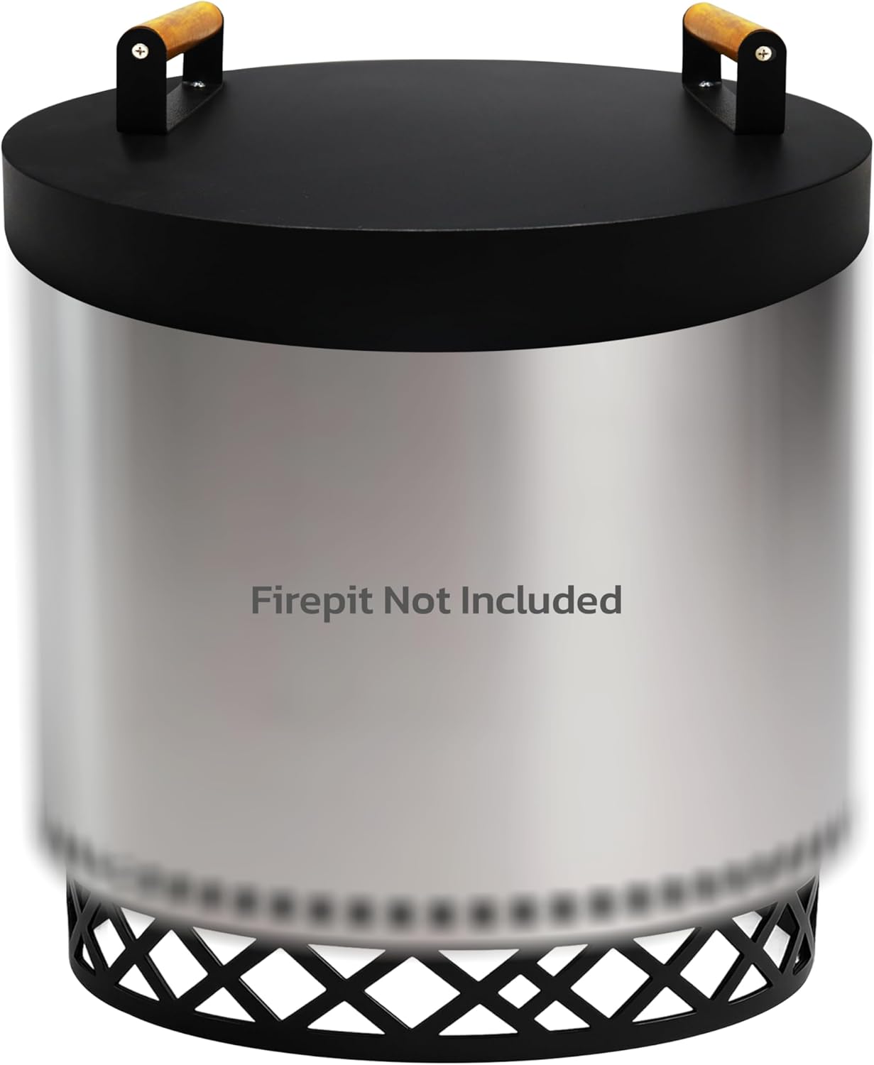 FEBTECH - Smokeless Fire Pit Accessories Combo \u2013 17" Carbon Steel Base, 20" Lid with 2 Wooden Handles \u2013 Bonfire Fireplace Tools for Camping, Patio, Backyard - Solo Stove Accessories