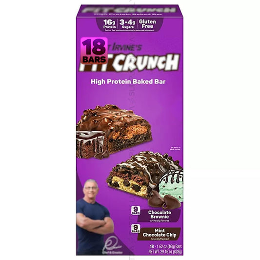 FĪT-CRUNCH Snack Bars (18 Count.) Variety Pack – 16g Protein, 6-Layer Texture, Mint Chocolate Chip & Chocolate Chip Brownie – High Protein Snack for Anytime Fuel