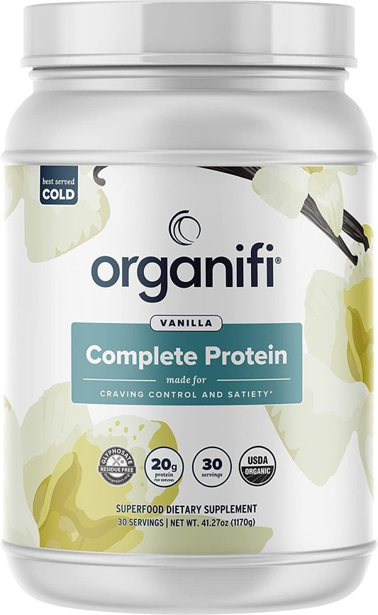 Complete Protein Vanilla Flavor - Organic Vegan Plant Based Protein Powder with Enzymes - 30 Day Supply - No Soy, Dairy, or Gluten (Vanilla, Pack of 1)