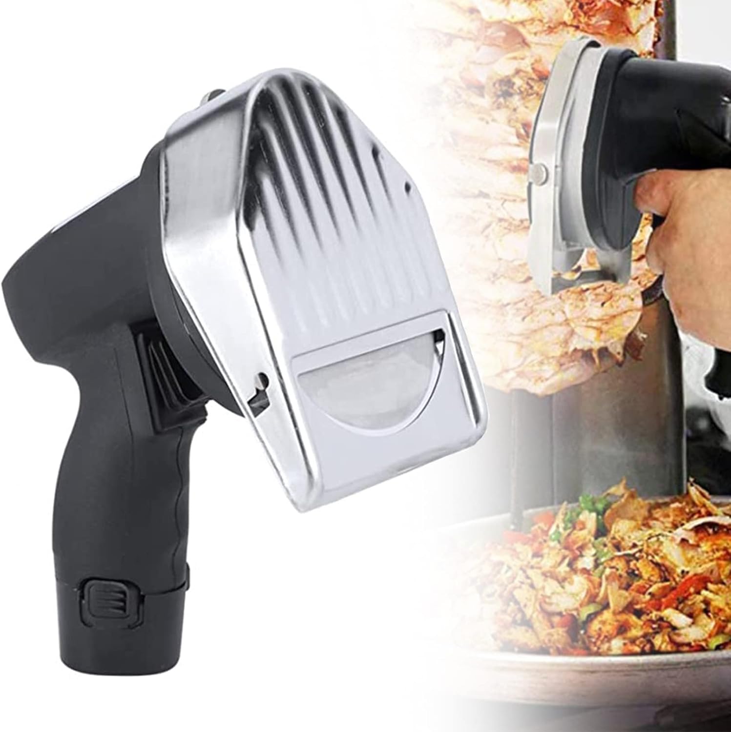 Machine,Dedicated Turkish Electric Barbecue Electric Kebab Slicer Charging Handheld Doner Kebab Slicer Adjustable Thickness Commercial/Home Barbecue Knife,B