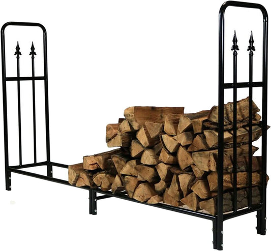 Adjustable Firewood Rack Log Brackets Set of 4 Metal Holders for Outdoor and Indoor Firewood Storage Black Color Stacking Stand for Fireplace Adjustable Length and Depth