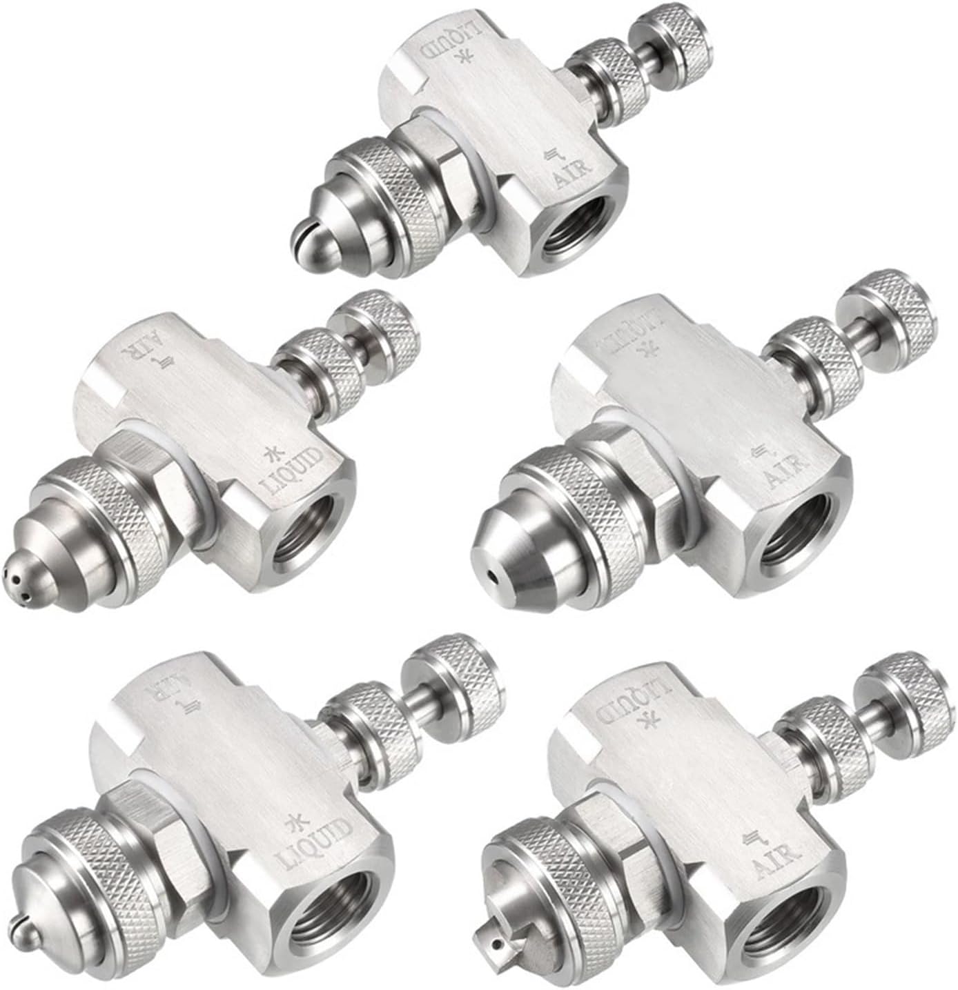 Air Atomizing Nozzle 1pc Low Pressure Misting Nozzle 1\/4 BSPT Flat Fan Solid Cone Wide Angle Spray Tip