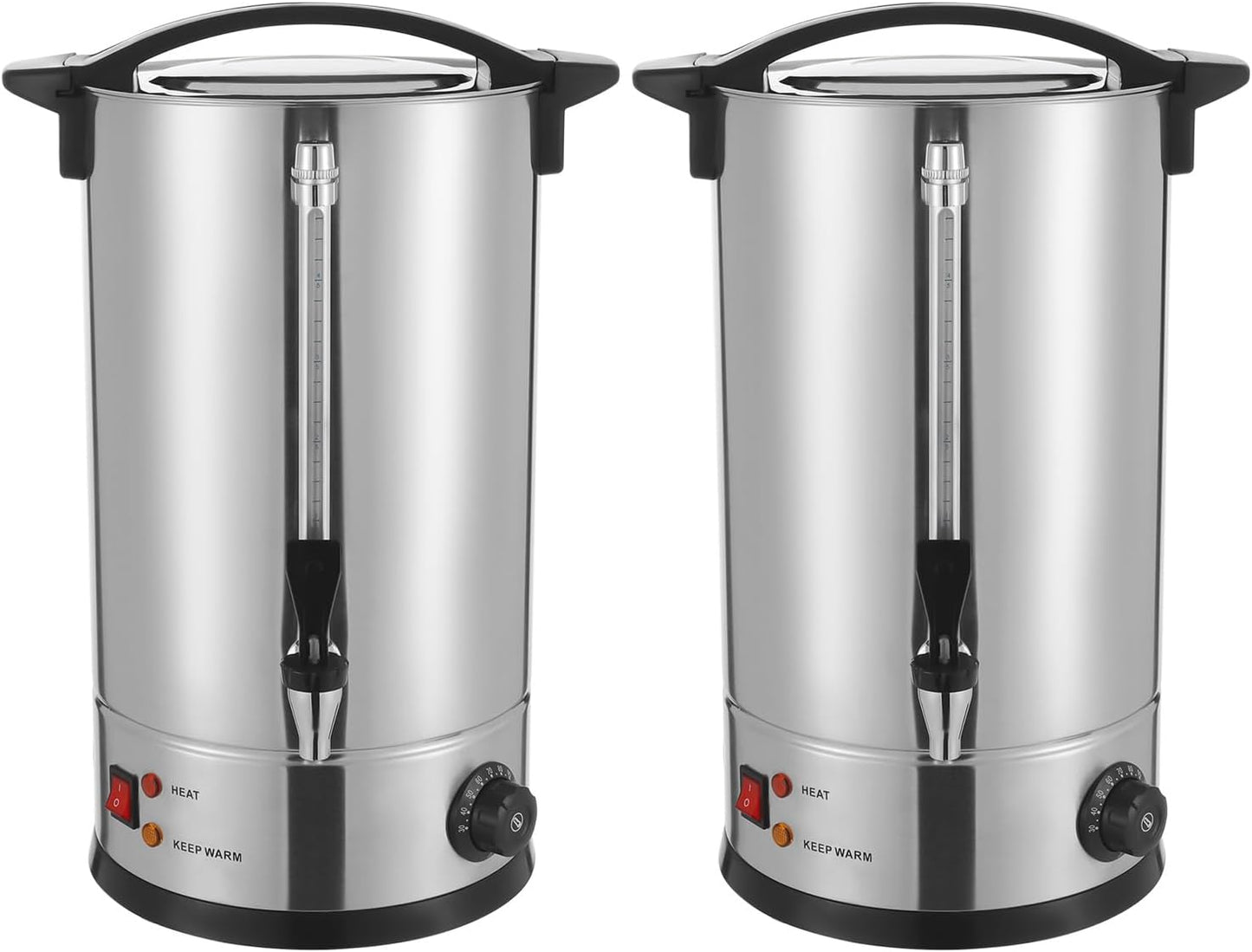 JOMCYDM 2 Pack Commercial Coffee Urn 14L 70Cup Dual Wall Stainless Steel Coffee Maker Electric Coffee Percolator Hot Beverage Dispenser for Fast Brew, Catering, Wedding, Party