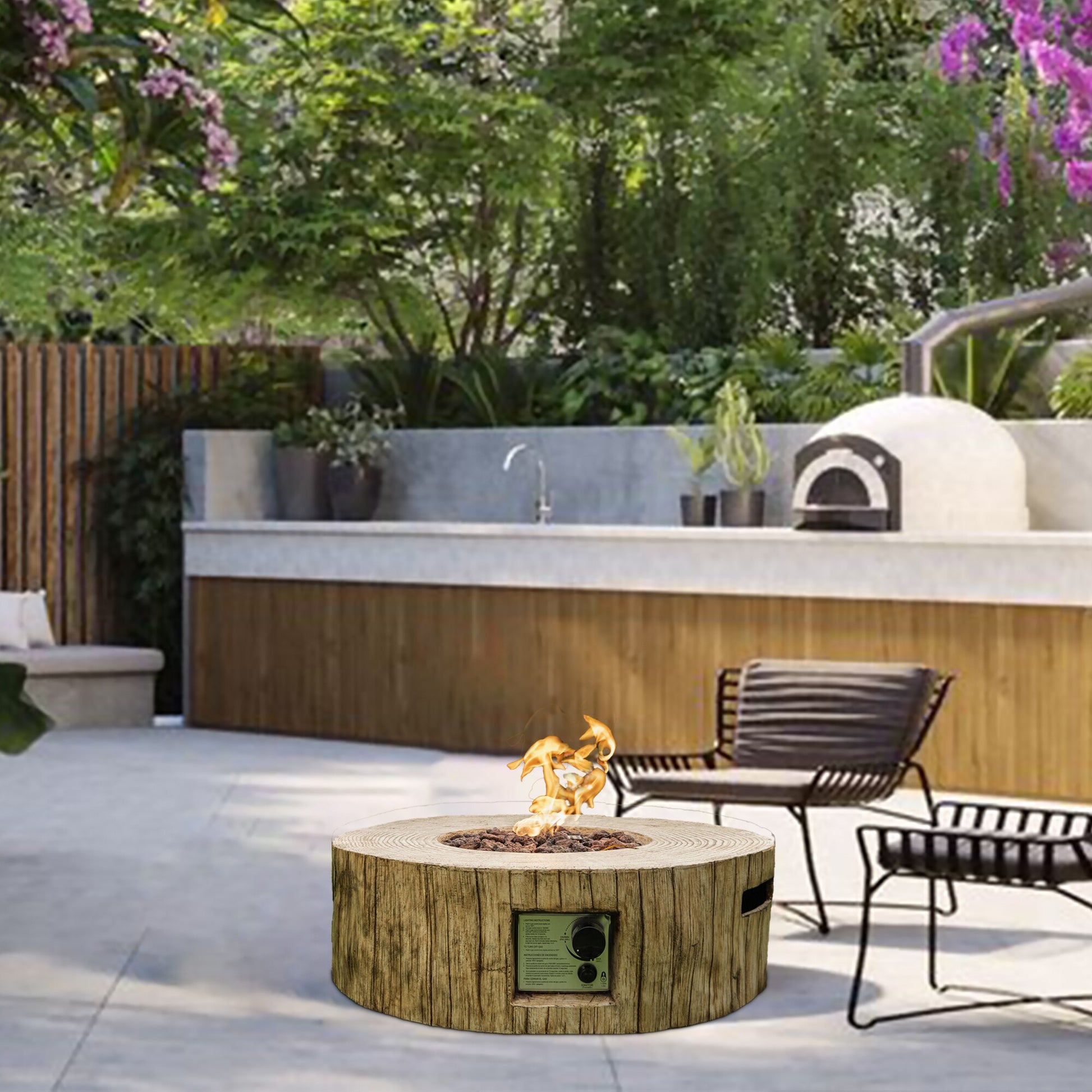 Maocao Hoom 28-in W Brown Portable Stainless steel Round Liquid propane Fire pit