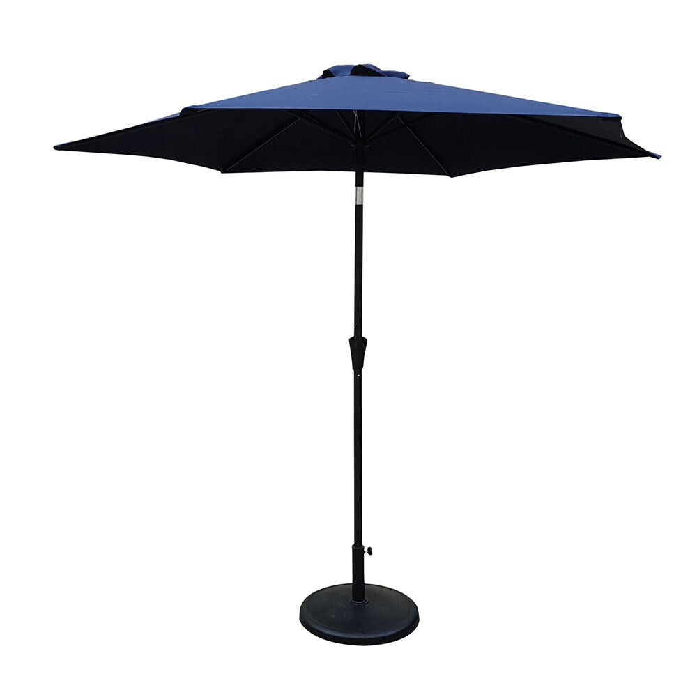Sunrinx 8.8-ft Aluminum Blue Market Patio Umbrella with Base