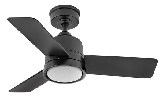 Hinkley Chet 36-in Matte black Integrated LED Indoor/Outdoor Smart Ceiling Fan with Light and Remote (3-Blade) 905236FMB-LWA