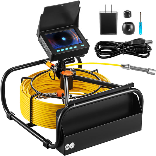 VEVOR Sewer Camera, 65.6Ft 4.3-in Screen, Pipeline Inspection Camera W/Dvr Function and Snake Cable, Waterproof Ip68 Borescope with LED Lights, Industrial Endoscope For Home Wall Duct Drain Pipe Plumbing GDKSYCM-4.3203XT5V0
