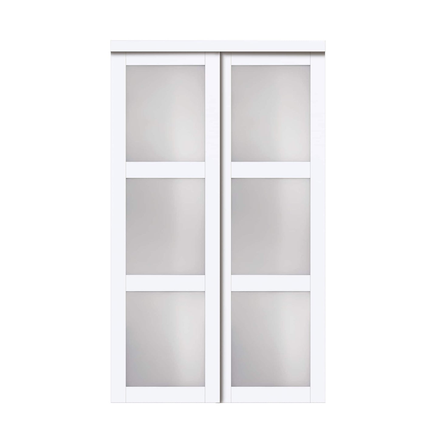 RELIABILT Euro 60-in x 80-in Off-White Frosted glass Prefinished MDF Closet Sliding Door ( Hardware Included )