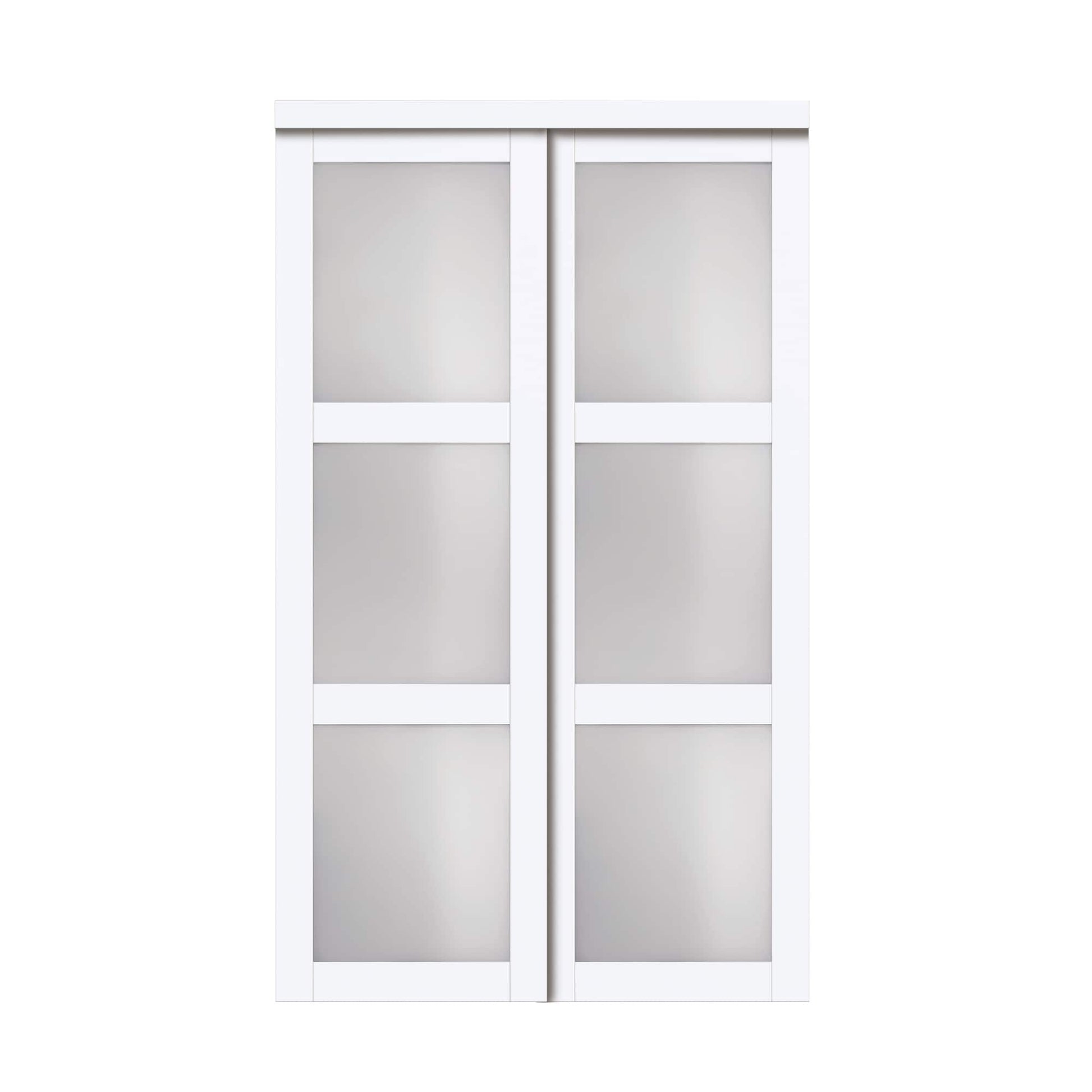 RELIABILT Euro 60-in x 80-in Off-White Frosted glass Prefinished MDF Closet Sliding Door ( Hardware Included )