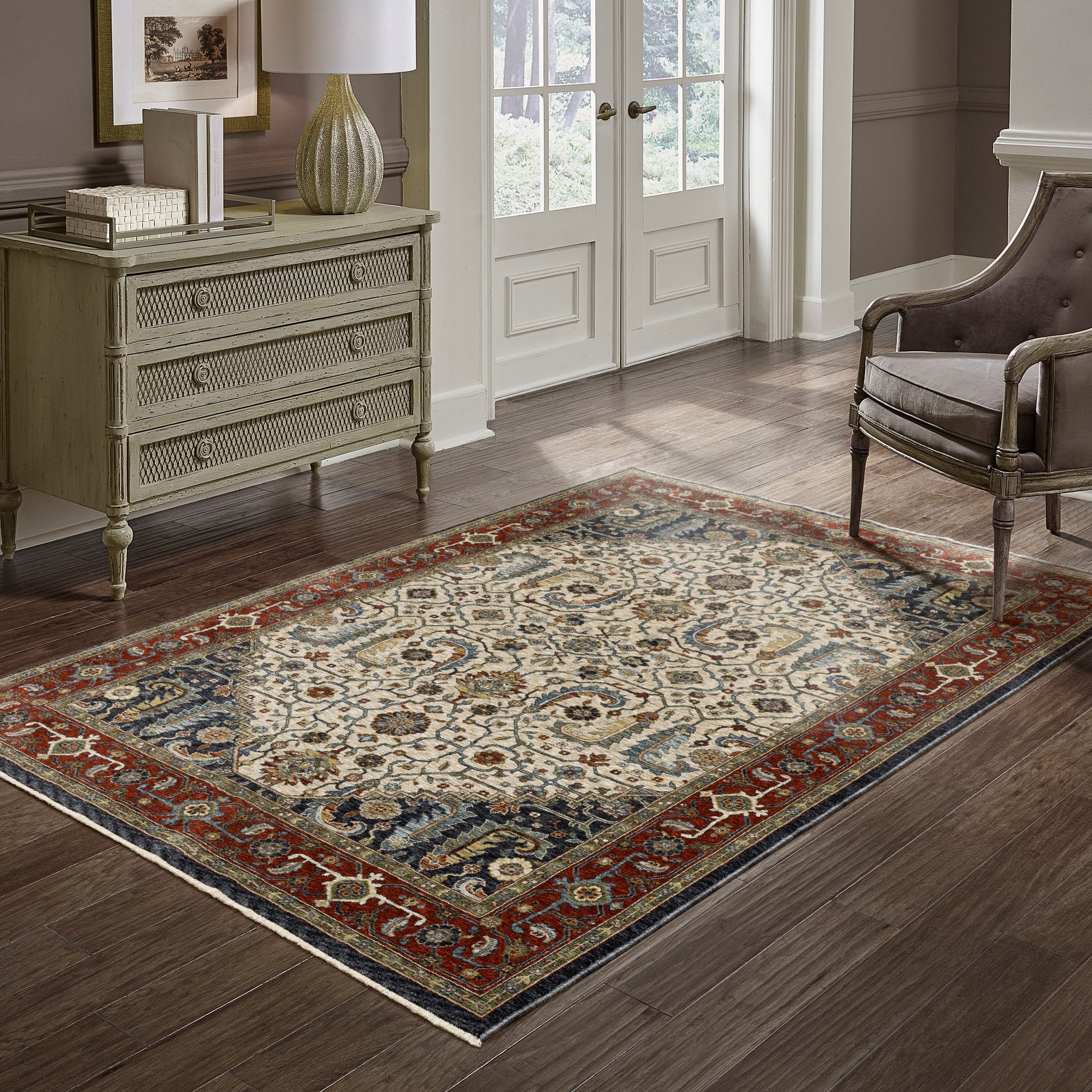 Archer Lane Matana 8 x 11 (ft) Loomed Ivory Rectangular Indoor Medallion Oriental Pet Friendly Area rug