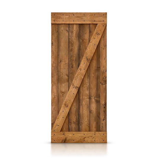 CALHOME 36-in x 84-in Walnut Z-frame Pine Wood Solid core Single Barn Door (Hardware Not Included)