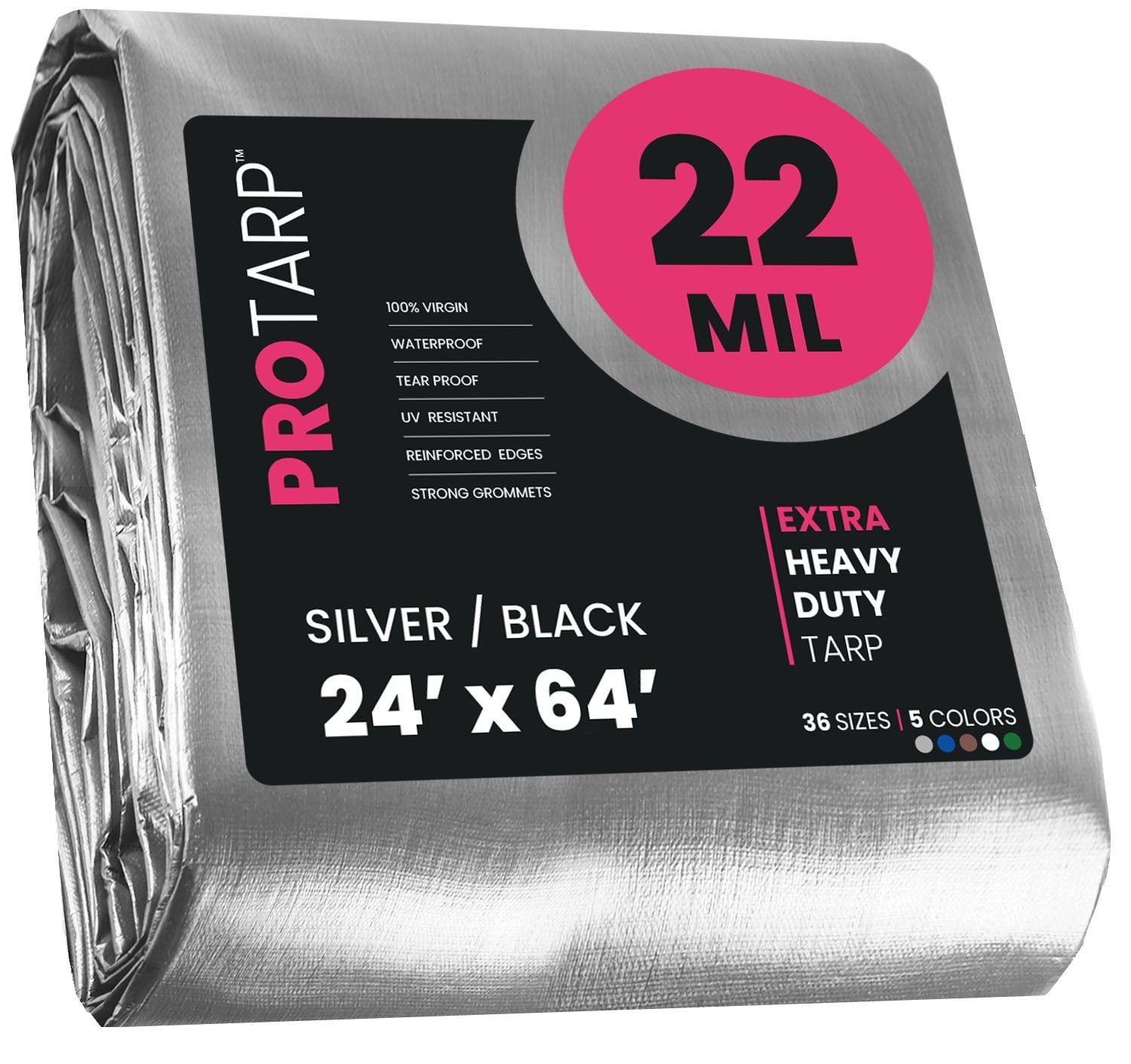 PROTARP 24-ft x 64-ft Silver Waterproof Commercial Polyethylene 22-mil Tarp