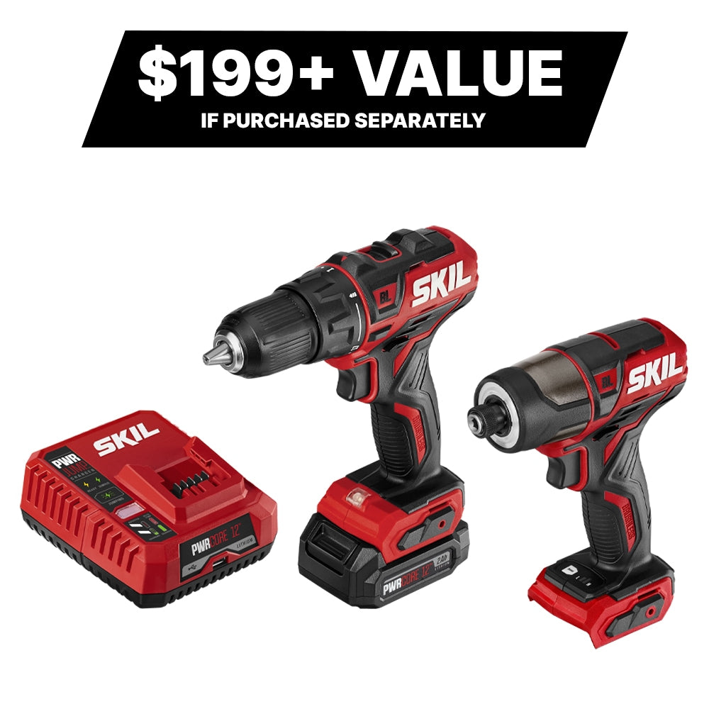 SKIL 12-volt 2-Tool Brushless Power Tool Combo Kit (1-Battery Included and Charger Included) CB742901