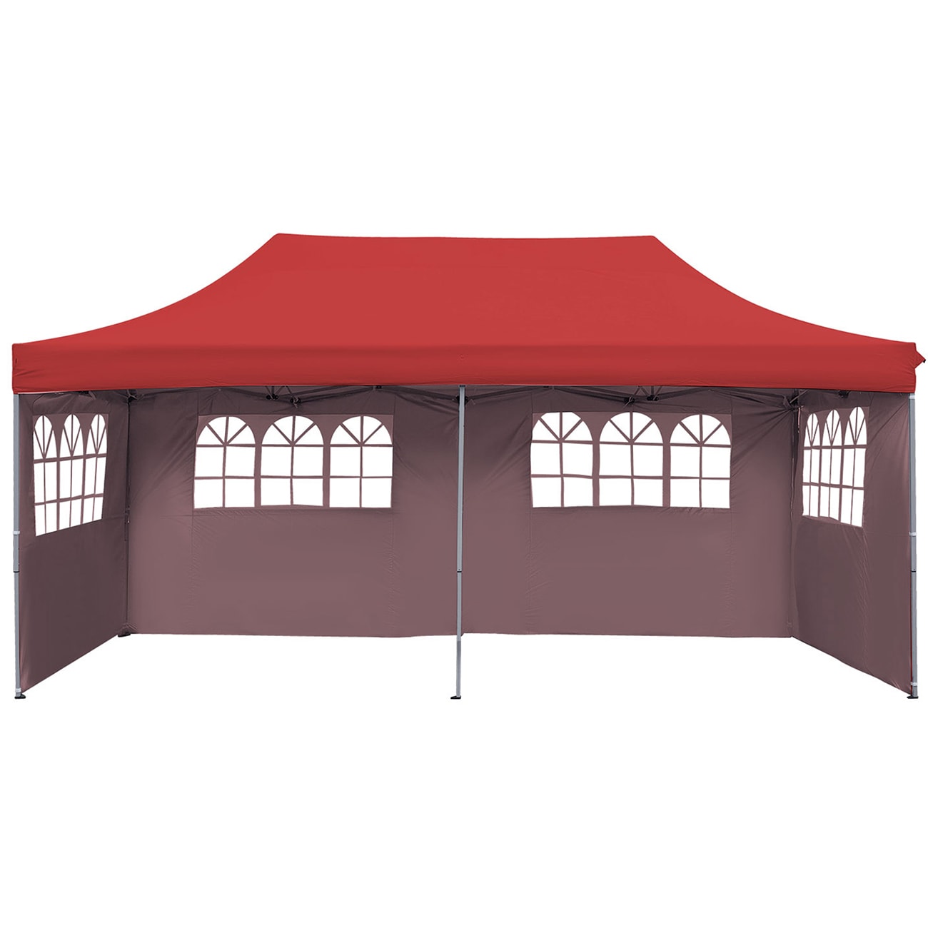 Ainfox 10-ft x 20-ft patio canopy Red Metal Rectangle Screened Pop-up Gazebo