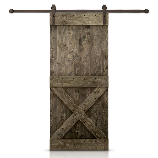 CALHOME 44-in x 84-in Espresso Knotty pine Wood Solid core Single Barn Door (Hardware Included)