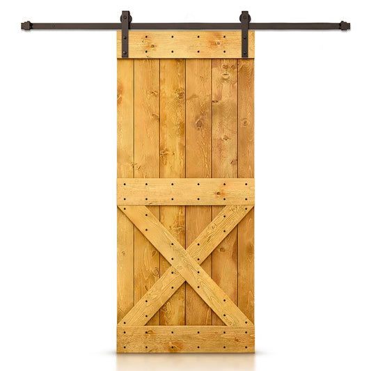 CALHOME 46-in x 84-in Colonial Maple Knotty pine Wood Solid core Single Barn Door (Hardware Included)