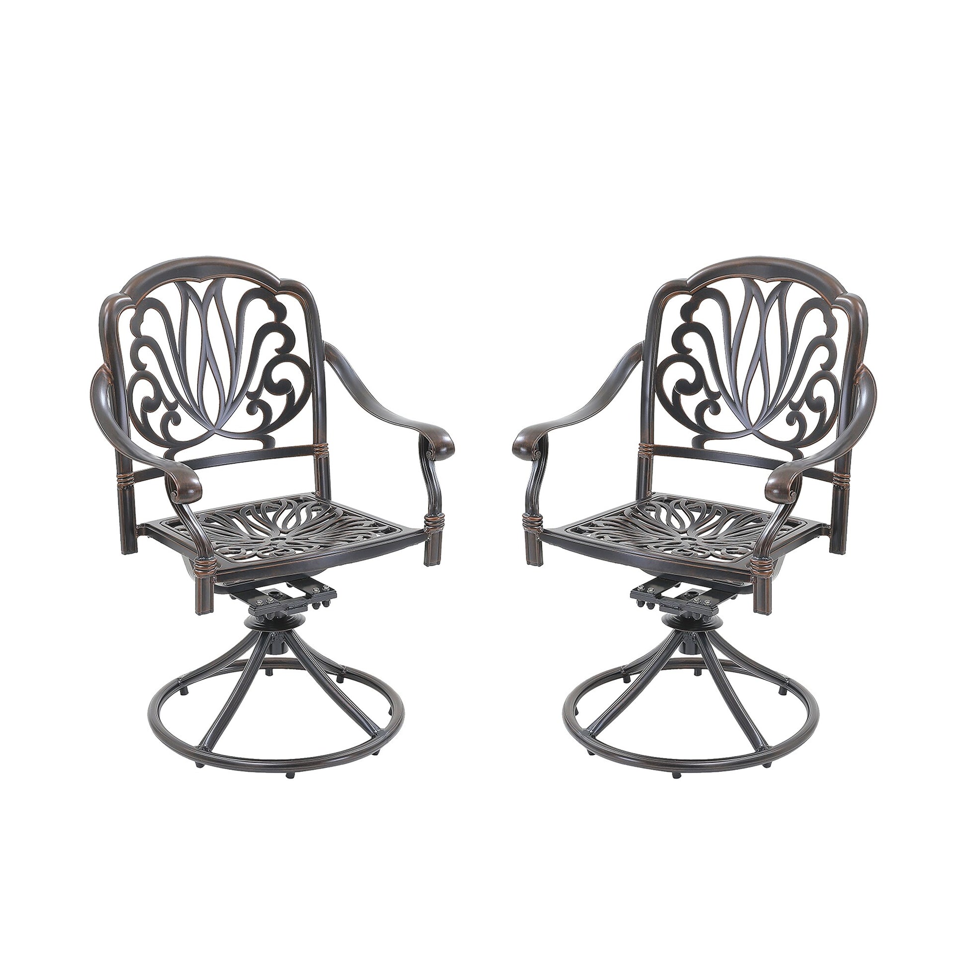 Clihome Swivel Dining Chairs Set of 2 Bronze Aluminum Frame Swivel Dining Chair with Solid Seat