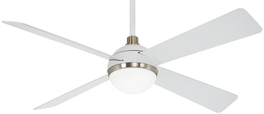 Minka Aire Orb 54-in Flat White and Brushed Nickel with Flat White Blades Ceiling Fan With Light - Remote Included ( 4 -Blade )