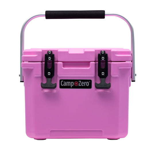 Camp-Zero 10.6 Quart Pink Rotomolded Cooler - Insulated, Durable Construction, Locking Lid CZ10L-PK