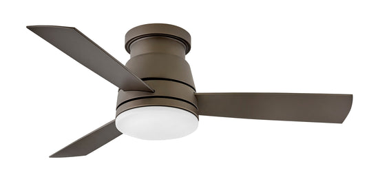 Hinkley Trey 44-in Metallic Matte Bronze Integrated LED Indoor/Outdoor Smart Propeller Ceiling Fan with Light and Remote (3-Blade) 902744FMM-LWD