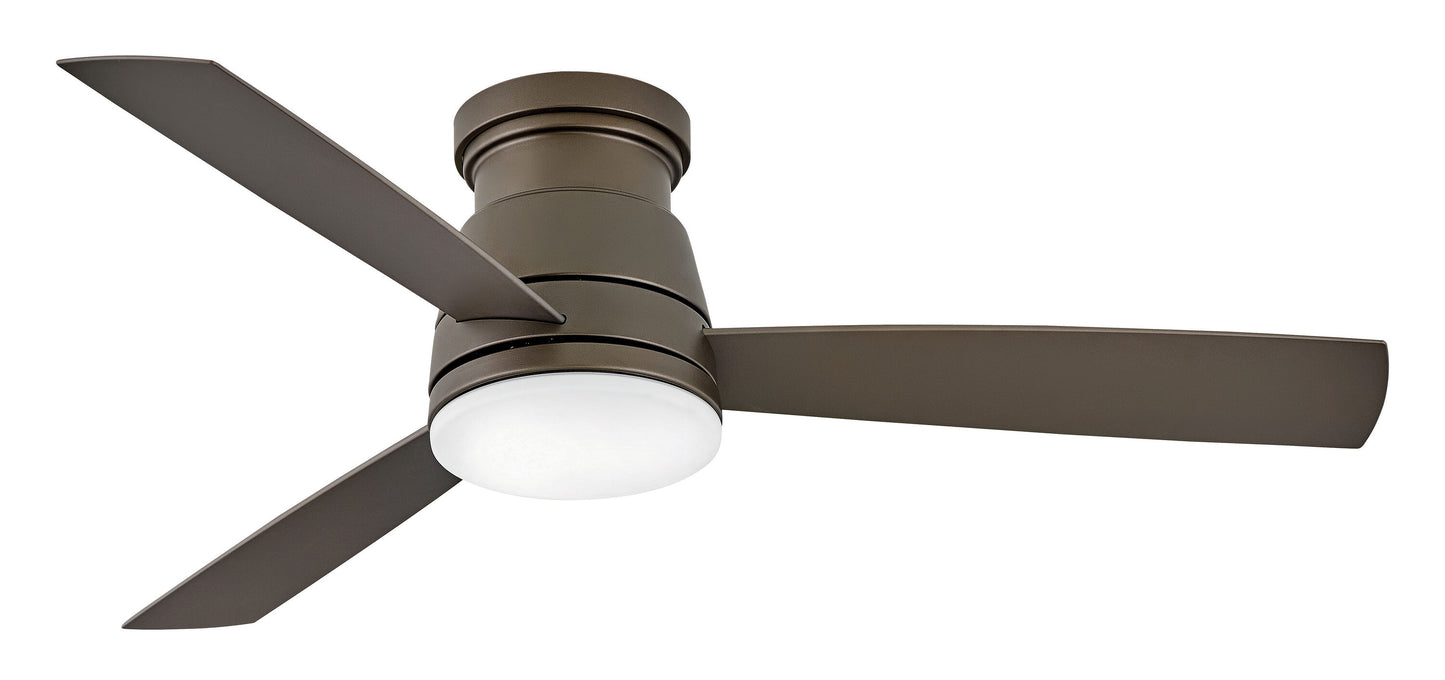 Hinkley Trey 52-in Metallic Matte Bronze Integrated LED Indoor/Outdoor Smart Propeller Ceiling Fan with Light and Remote (3-Blade) 902752FMM-LWD