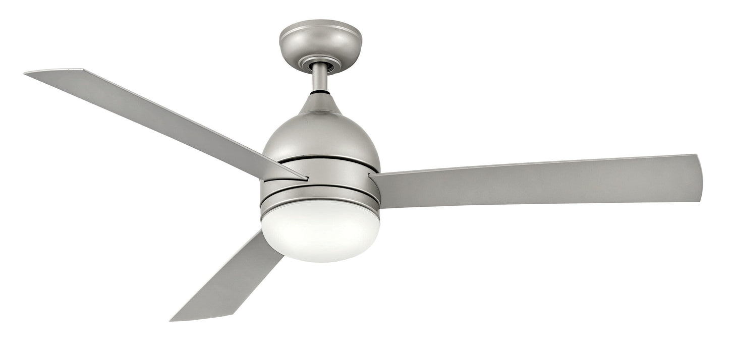 Hinkley Verge 52-in Brushed Nickel with Silver Blades Integrated LED Indoor/Outdoor Smart Propeller Ceiling Fan with Light and Remote (3-Blade) 902352FBN-LWA