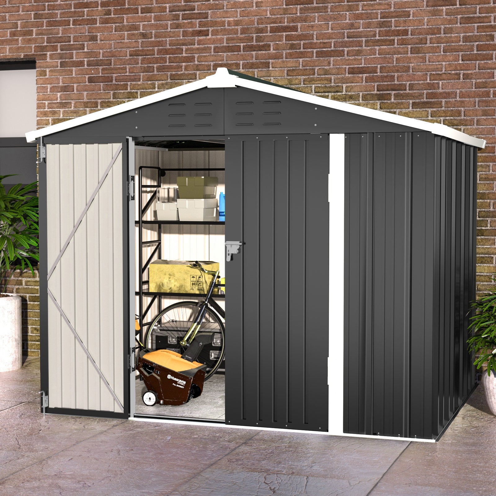 UDPATIO 8-ft x 6-ft Metal Shed Galvanized steel Metal Storage Shed