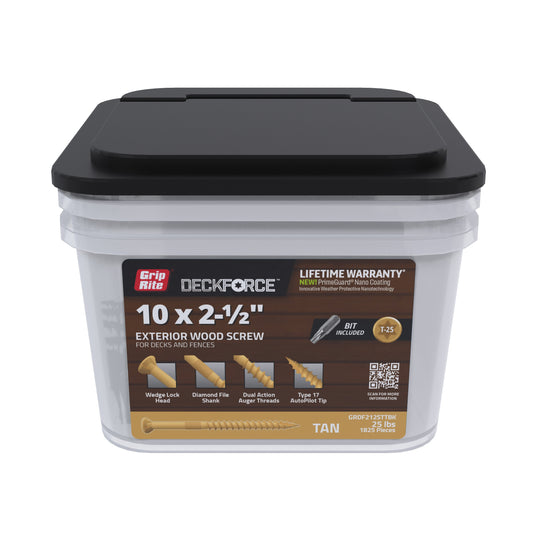 DeckForce by Grip Rite #10 x 2-1/2-in Wood To Wood Deck Screws (1825-Per Box) GRDF212STTBK