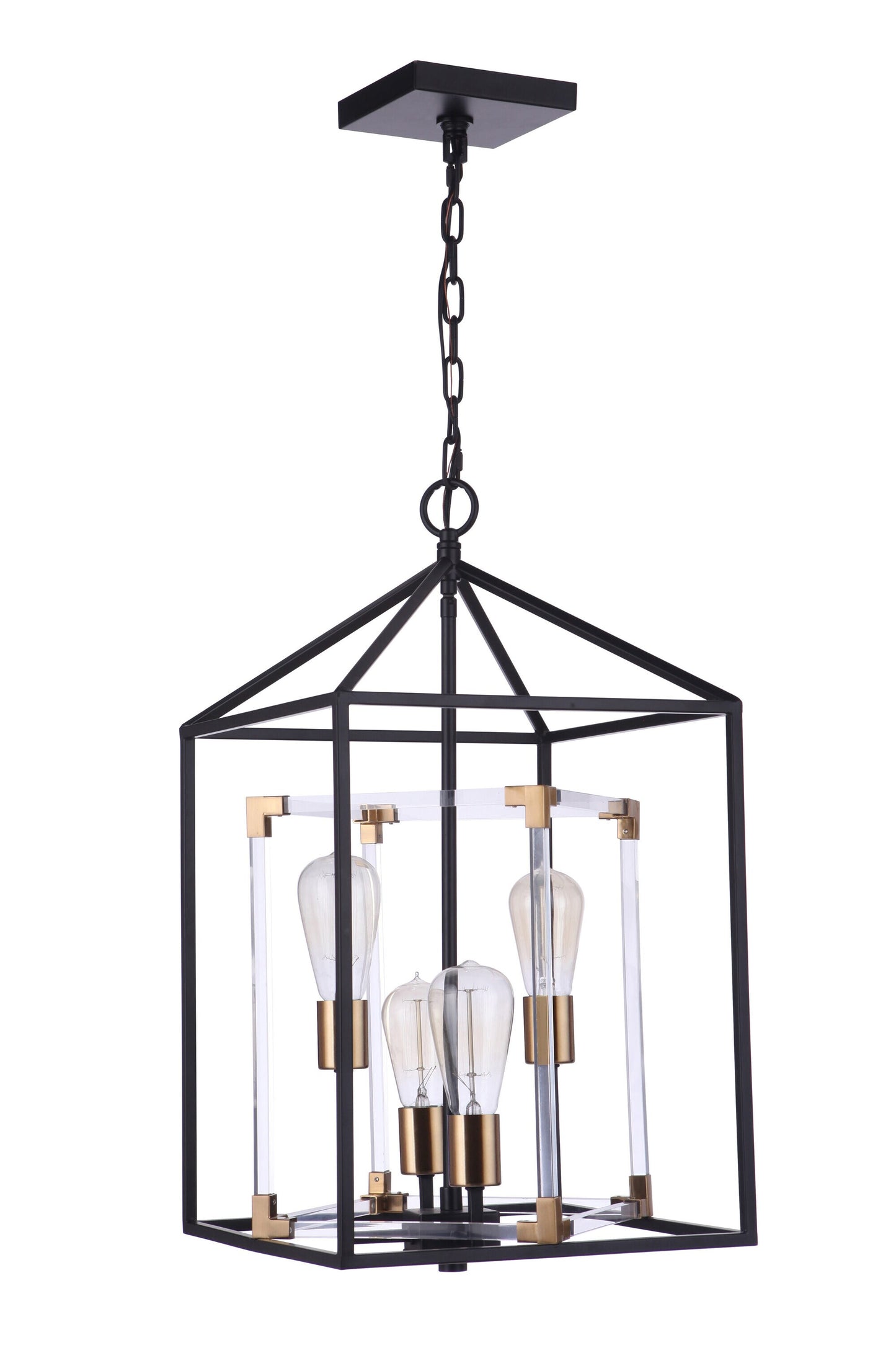 Craftmade Aaron 4 -Light Flat Black/Satin Brass Traditional Square Medium Hanging Pendant light