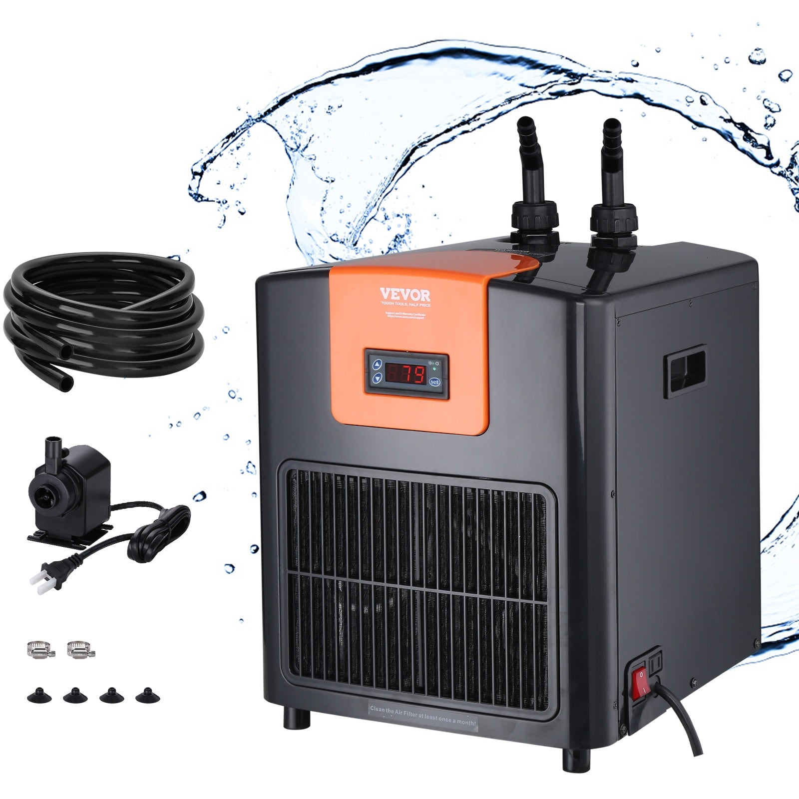 VEVOR 1/4-HP Hydroponic Water Chiller 1-Speed Indoor/Outdoor Portable Evaporative Cooler (Motor Included) HWQLQQJR025HPISABV1