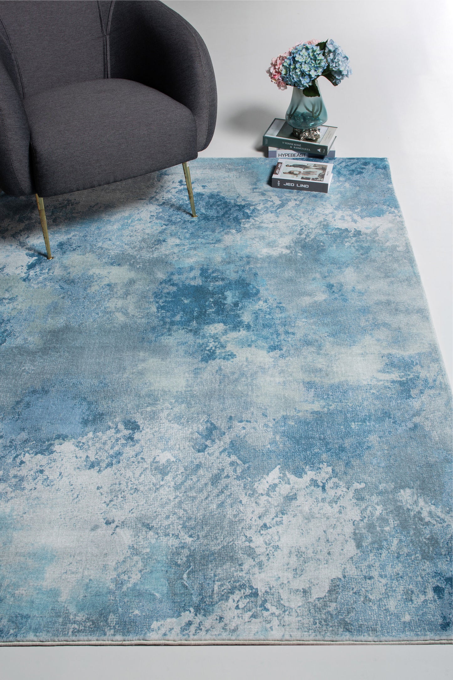 Everyday Woven 8 x 10 (ft) Loomed Blue Rectangular Indoor Abstract Coastal Pet Friendly Area rug