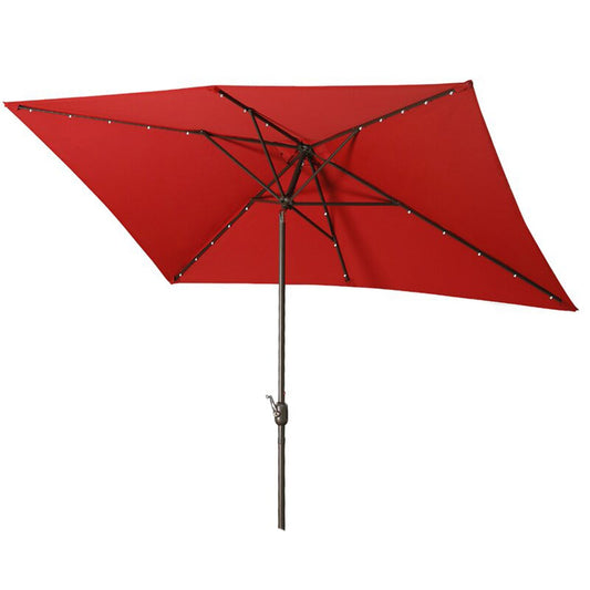 SINOFURN 10-ft Aluminum Market Patio Umbrella with Lights