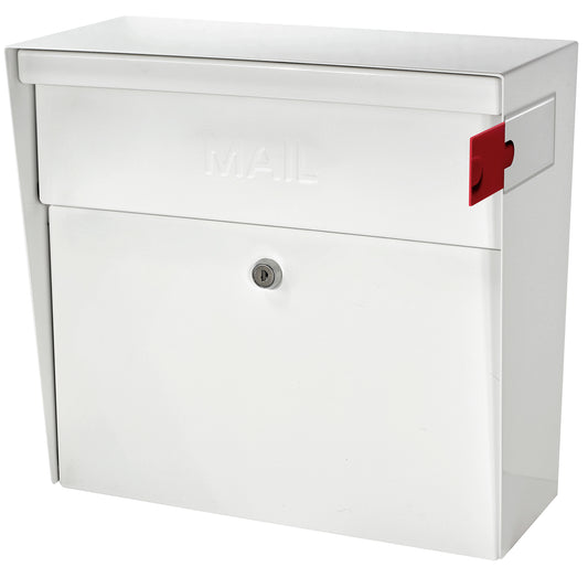Mail Boss Wall Mount White Metal Large Lockable Mailbox 7169