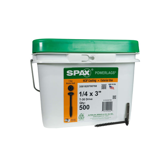 SPAX 1/4-in x 3-in Black Zinc-Plated Washer Interior Lag Screws (500-Pack) 3581820700760