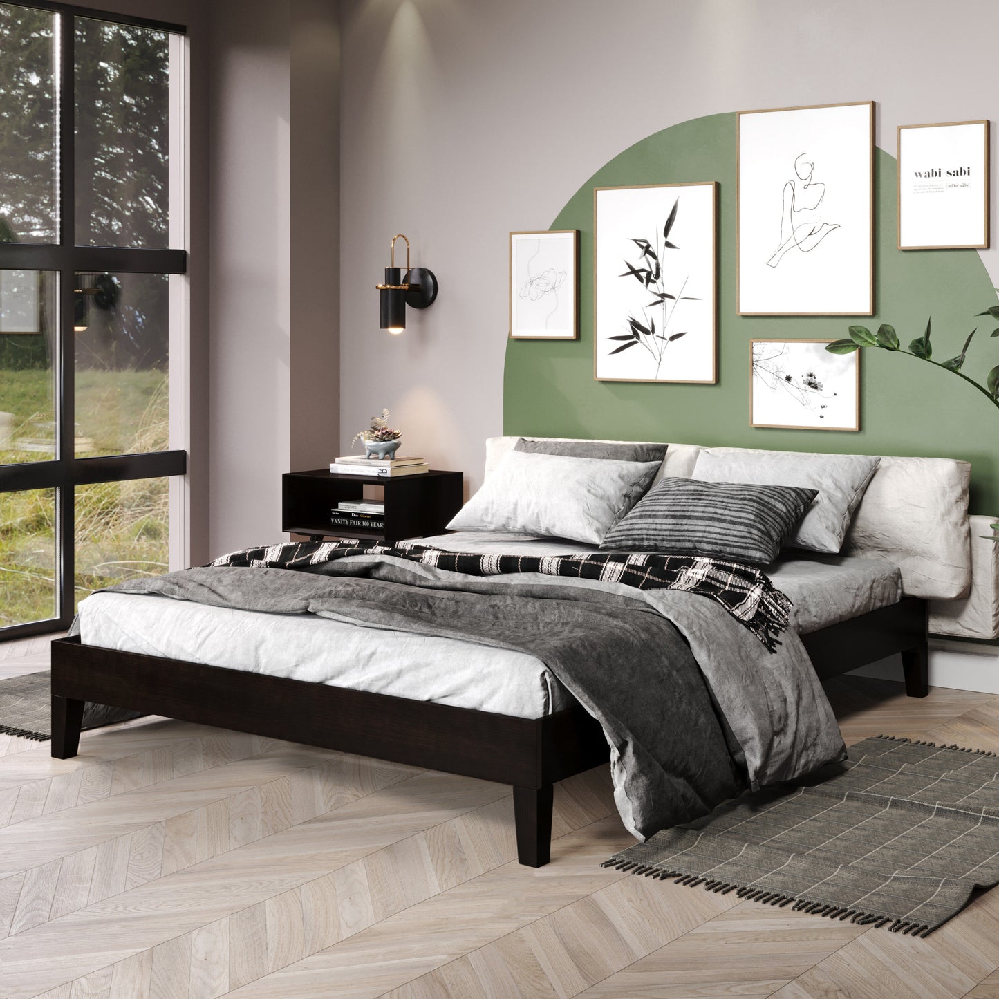 Steve Silver Queen Black Wood Platform Bed