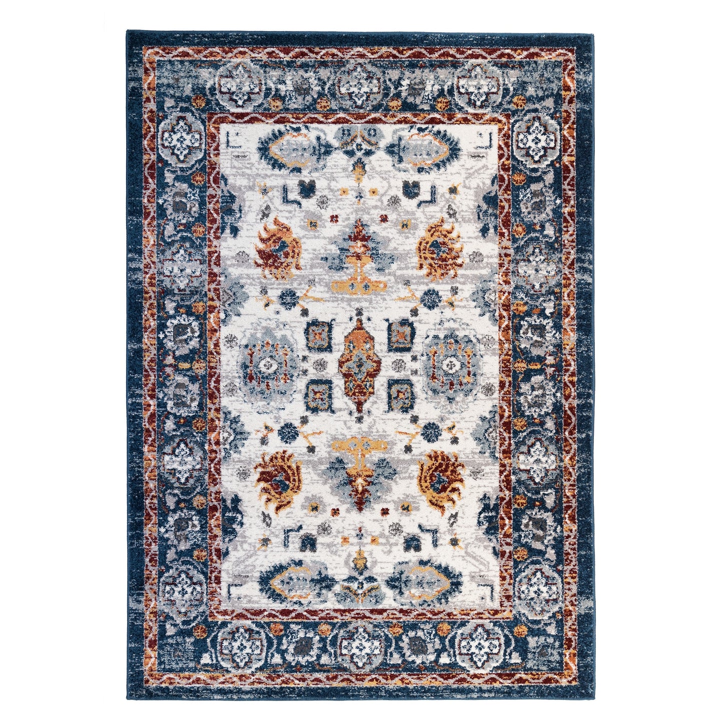 AMER Alexandria 8 x 10 (ft) Loomed Polypropylene Blue Rectangular Indoor Floral/Botanical Area rug