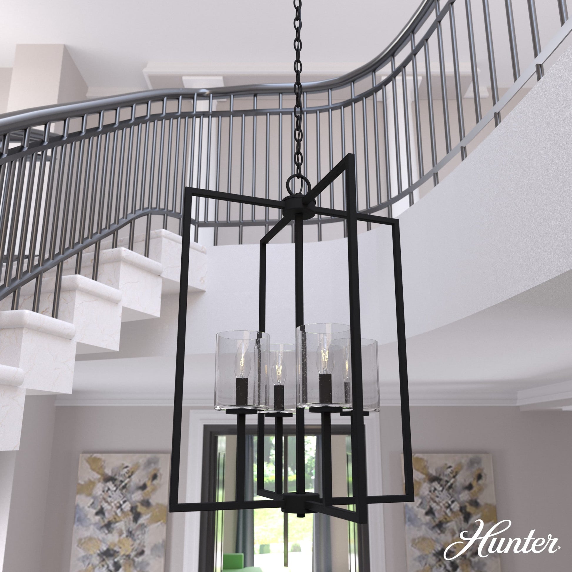 Hunter Kerrison 4 -Light Natural Iron Modern/contemporary Seeded glass Square Medium Hanging Kitchen island light 5281714