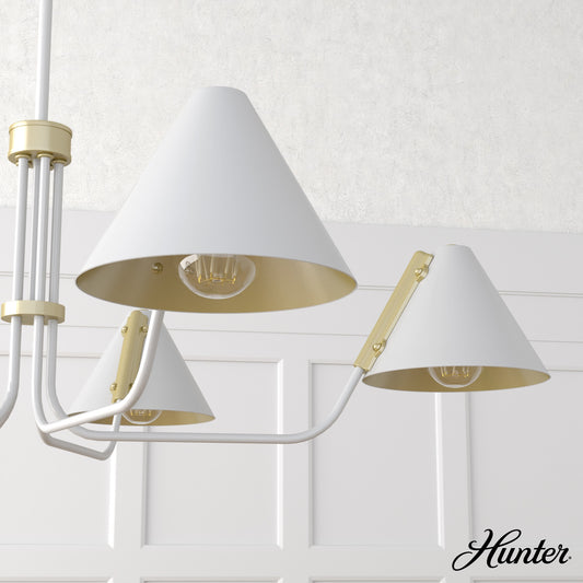 Hunter Grove Isle 5 -Light Matte White Modern/contemporary For Use in Bedrooms, Dining Rooms, Foyers, Kitchens, Living Rooms Chandelier 3848179